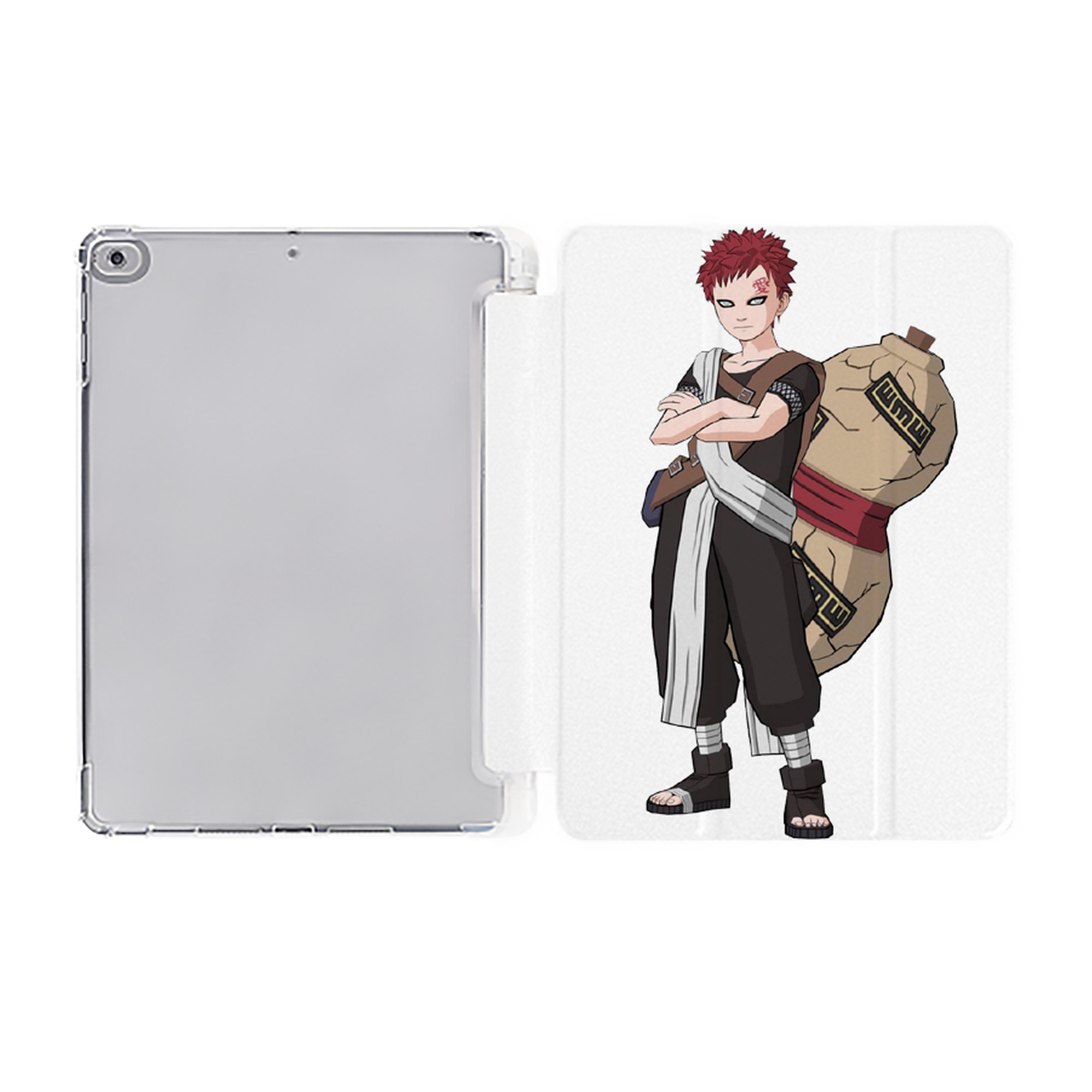 （画像用） NARUTO -ナルト- ガアラ Gaara IPad ケース ペン収納付き 三つ折りスタンド PUレザー×シリコン 対応機種9.5/10.5/10.9インチ
